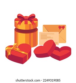 Gifts design elements colored 3d sketch