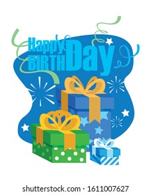 gifts design, Happy birthday card celebration decoration surprise party anniversay and invitation theme Vector illustration