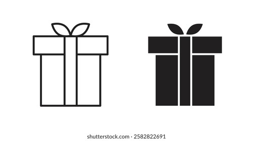 Gifts filled and outlined icons vectors on white background