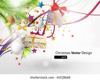 gifts with fly stars vector background