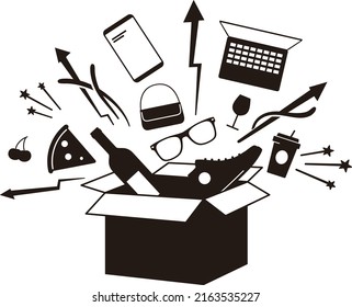 Gifts flying out from the box