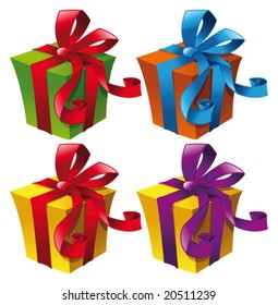 Gifts. Funny cartoon and vector objects