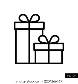 Gifts, Gift Boxes vector icon in line style design for website, app, UI, isolated on white background. Editable stroke. EPS 10 vector illustration.