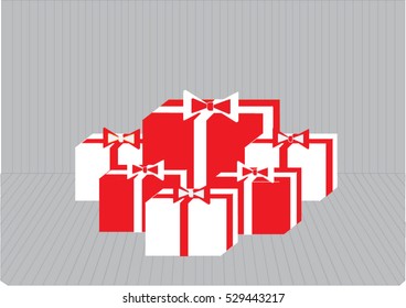 Gifts in grey room vector