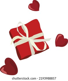 Regalos con elemento de diseño de vector de corazones
