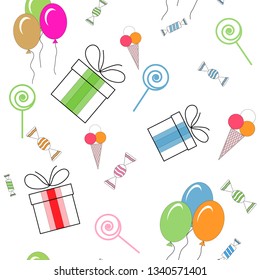 Gifts holiday fun.Vector. Seamless pattern.