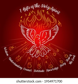 Gifts Of the Holy Spirit pentecost Sunday dove vector illustration