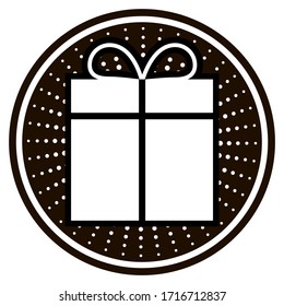 Regalos. Icono.
La imagen es condicional, una caja con un arco, negro y blanco, plano.