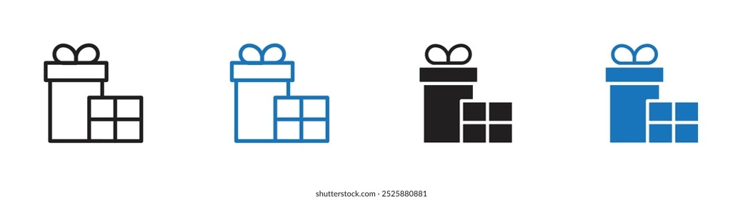 Gifts icon linear graphics set vector in black