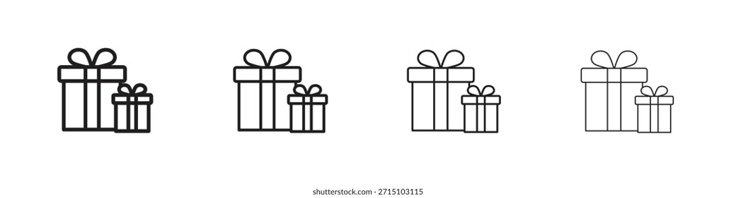 Conjunto de iconos de regalos. Una colección de simples iconos negros de trazos finos