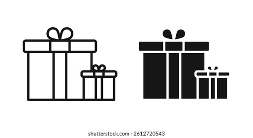 Gifts icons in black fill and line style