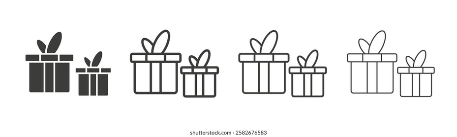 Gifts icons set vectors graphic designs