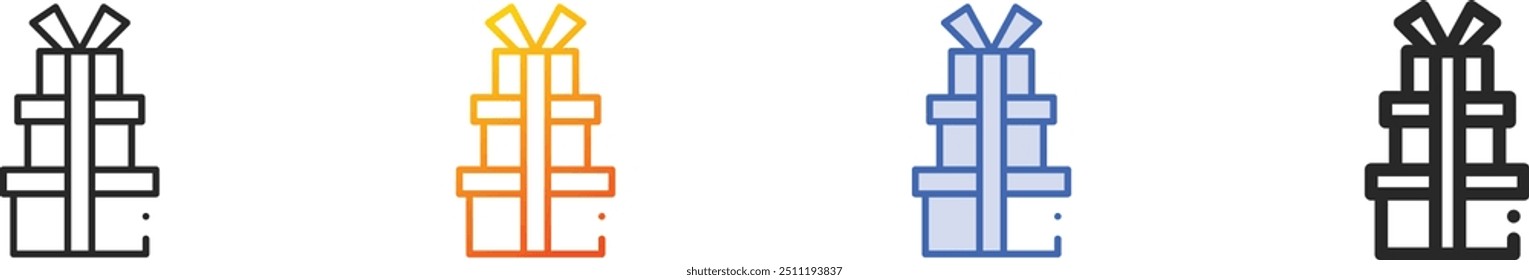 gifts icon.Thin Linear, Gradient, Blue Stroke and bold Style Design Isolated On White Background