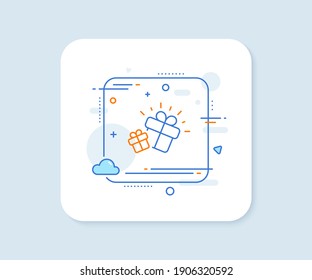 Gifts line icon. Abstract square vector button. Present box sign. Brand marketing symbol. Gift line icon. Quality concept badge. Vector