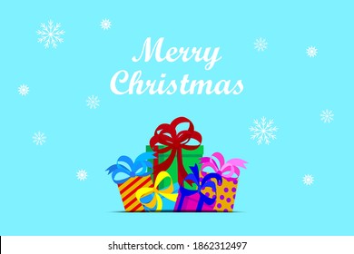 Gifts merry christmas, great design for any purposes. 2021 happy new year. Winter banner. Stock image.
