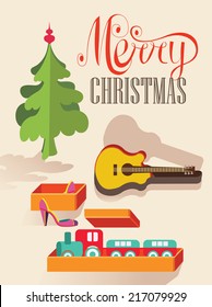 Gifts. Merry Christmas illustration.