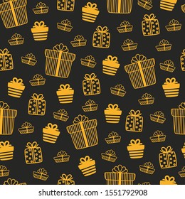 Gifts for the new year and christmas. Seamless vector texture with gifts.