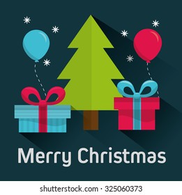 Gifts on chrsitmas tree, vecctor design