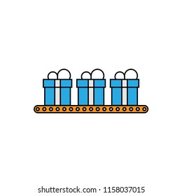 Gifts On A Conveyer Belt Icon, Vector Illustration Design. Logistics Collection.