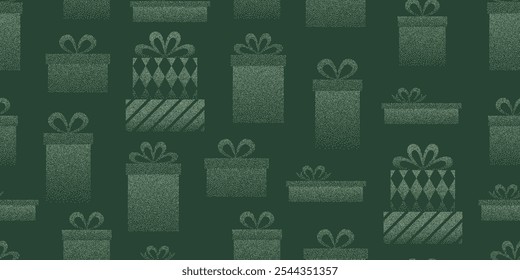 Gifts on green background, gift boxes for wrapping paper, wallpaper, fabric, web banners design. Holiday vector illustration.