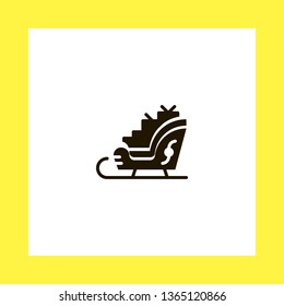 gifts on the sled vector icon. flat design
