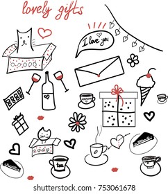 Gifts on a white background