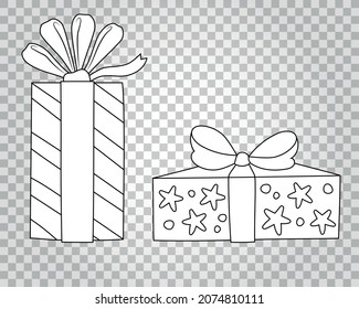Gifts outline doodle icon. Vector illustration. Isolated.