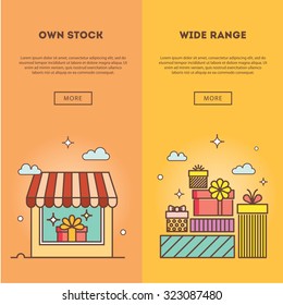  Gifts outline icons set for celebrating card, interface, illustration. Modern vector illustration and stylish design element