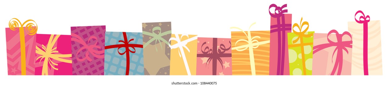 Gifts and presents arranged to be a footer on your design.