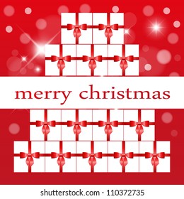 Gifts pyramid on red background