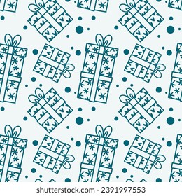 Gifts. Seamless pattern with present boxes. Background for Christmas