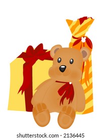 Gifts and Teddy Bear (separate items) - Vector