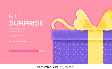 Gifts vector banners set vector. Flyer, web banner, ui header, enter site. Invitation concept background. Layout modern slider page. invitation cards concept background. Grain texture and noise effect