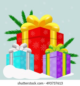 Gifts vector illustration. Christmas gifts. Gift wrapped in wrapping paper for Christmas