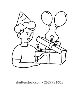 Gifts vector outline illustrations. EPS 10 file