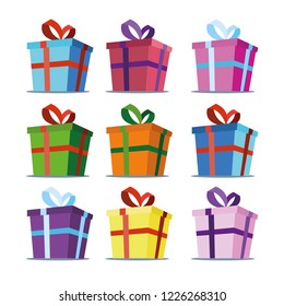 Gifts vector set. Illustration. Merry christmas. Happy Birthday