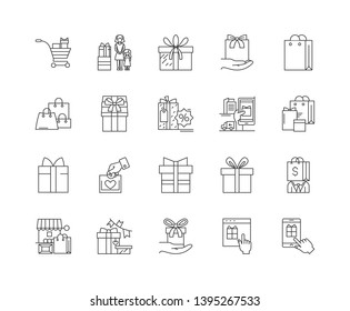 Giftware line icons, signs, vector set, outline illustration concept 