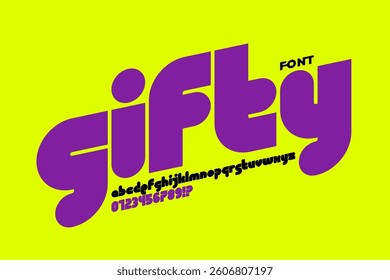 Gifty. Modern lower case style font, alphabet letters and numbers vector illustration