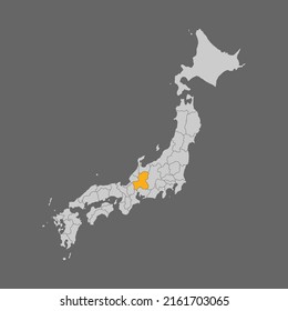 Gifu prefecture highlighted on the map of Japan