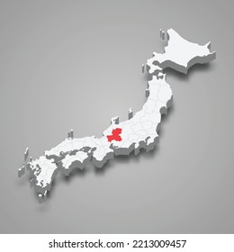 Gifu prefecture location within Japan 3d isometric map