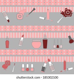 Gifwrap with beauty objects , stripes and dots