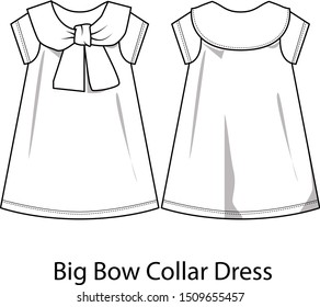 gig bow collar dress vector template