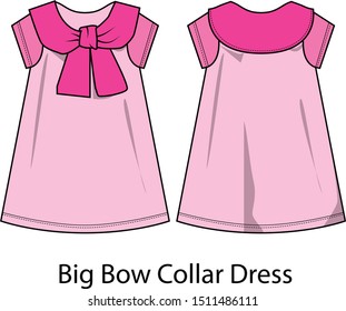 gig bow collar dress vector template