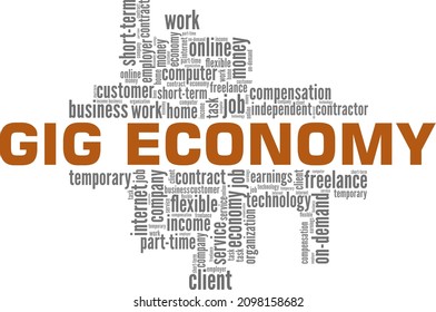 Gig Economy Conceptual Vector Illustration Word Cloud Isolated On White Background.