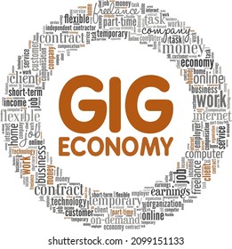 Gig Economy Conceptual Vector Illustration Word Cloud Isolated On White Background.