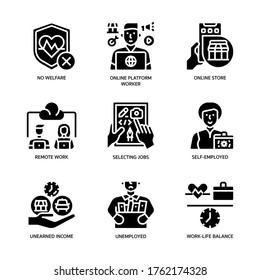 Gig economy icon set, solid style