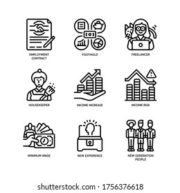 Gig economy icons set outline style