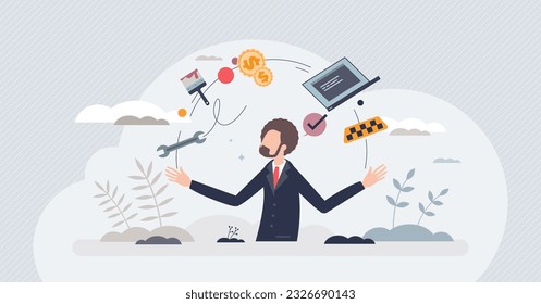 Gig economy and labor market for temporary jobs and tasks tiny person concept. Business with part time freelancers employees collaboration vector illustration. Work with flexibility and independence.