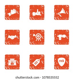 Gig icons set. Grunge set of 9 gig vector icons for web isolated on white background
