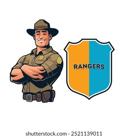 Gig Musculare and friendy Ranger Mascot Design